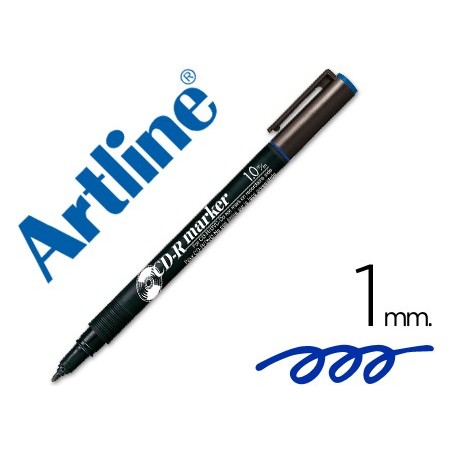 Rotulador artline para cd punta de fibra permanente ek 884 azul punta redonda 10 mm