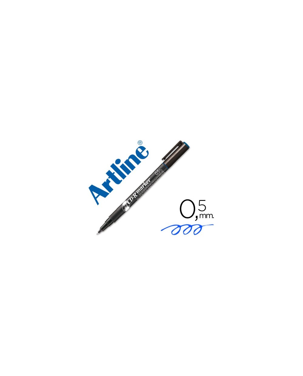 Rotulador artline para cd punta de fibra permanente ek 883 azul punta redonda 05 mm