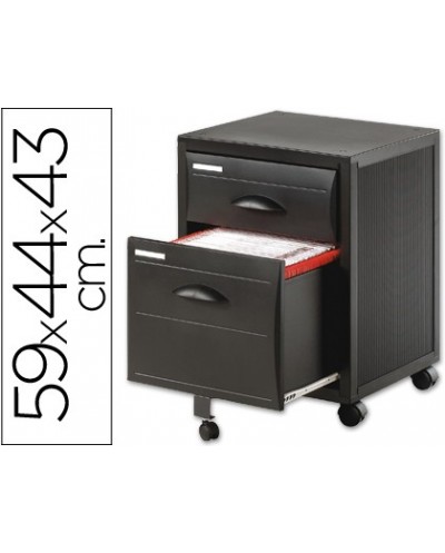 Archivador movil fast paperflo poliestireno 2 cajones modulo negro cajones negro 587x437x435 cm 1 cajon para carpcol