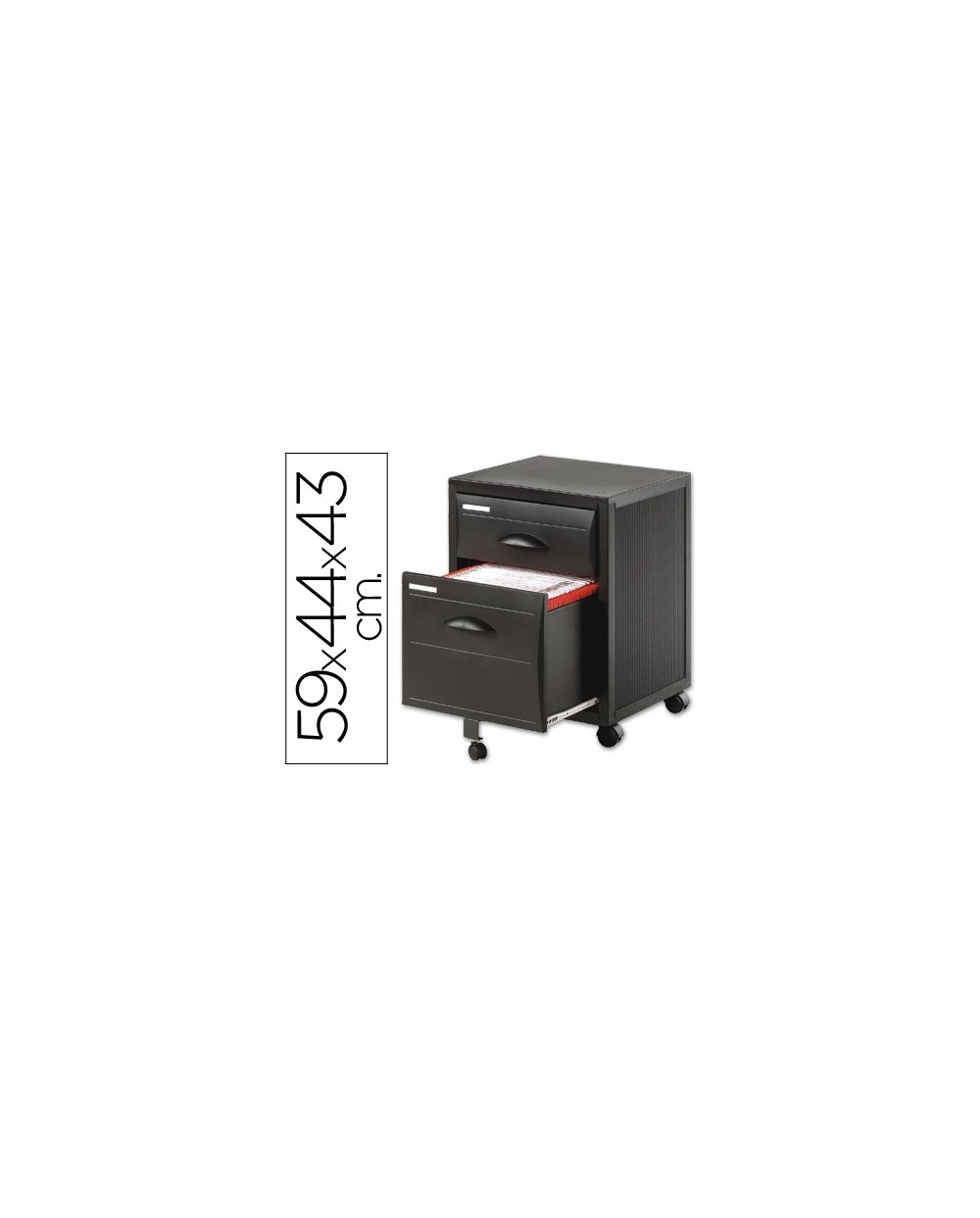Archivador movil fast paperflo poliestireno 2 cajones modulo negro cajones negro 587x437x435 cm 1 cajon para carpcol