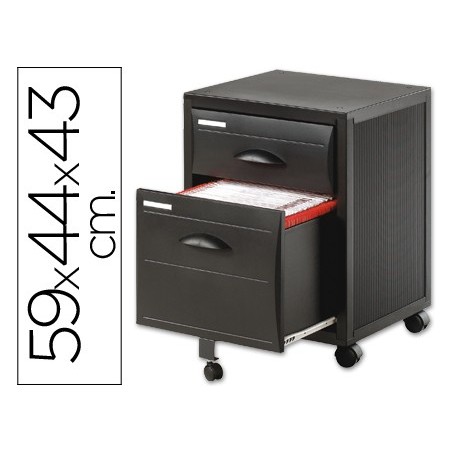 Archivador movil fast paperflo poliestireno 2 cajones modulo negro cajones negro 587x437x435 cm 1 cajon para carpcol