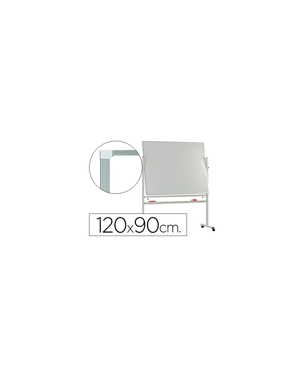 Pizarra blanca q connect doble cara melamina marco de aluminio 120x90 cm giratoria
