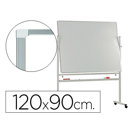 Pizarra blanca q connect doble cara melamina marco de aluminio 120x90 cm giratoria