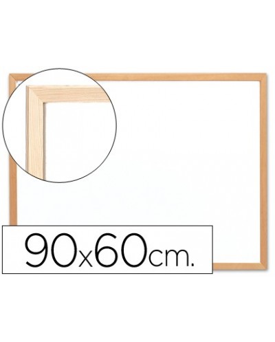 Pizarra blanca q connect melamina marco de madera 90x60 cm