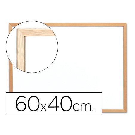 Pizarra blanca q connect melamina marco de madera 60x40 cm