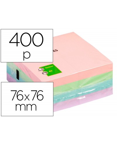 Bloc de notas adhesivas quita y pon q connect 75x75 mm pastel con 400 hojas