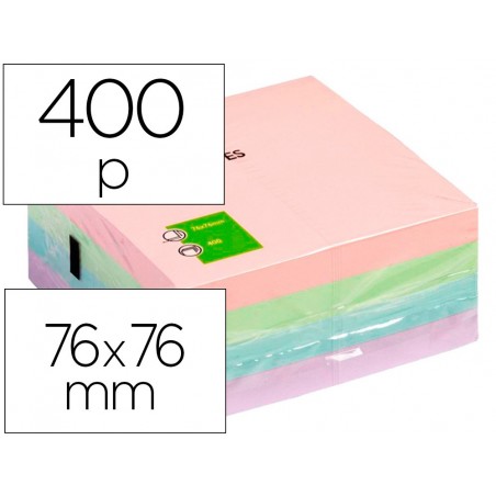 Bloc de notas adhesivas quita y pon q connect 75x75 mm pastel con 400 hojas