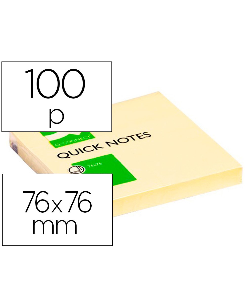 Bloc de notas adhesivas quita y pon q connect 76x76 mm con 100 hojas