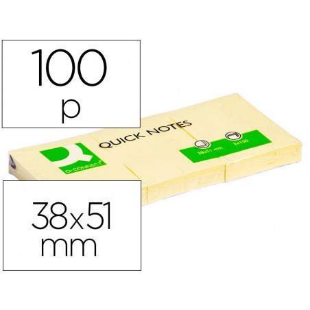 Bloc de notas adhesivas quita y pon q connect 38x51 mm con 100 hojas