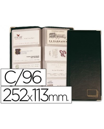 Tarjetero para tarjetas visita color negro simil piel para 96 unidades tamano 252 x 113 mm