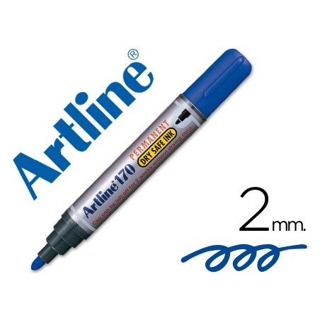 Rotulador artline marcador permanente 170 azul punta redonda 2mm antisecado