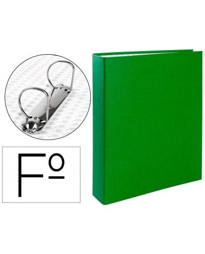 Carpeta de 2 anillas 40mm mixtas liderpapel folio carton forrado paper coat compresor plastico verde