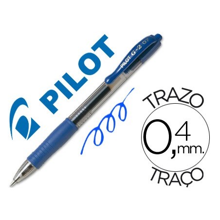 Boligrafo pilot g 2 azul tinta gel retractil sujecion de caucho