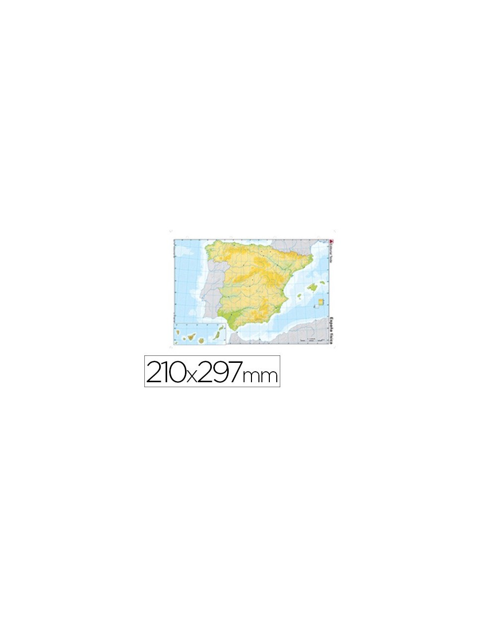 Mapa mudo color din a4 espana fisico