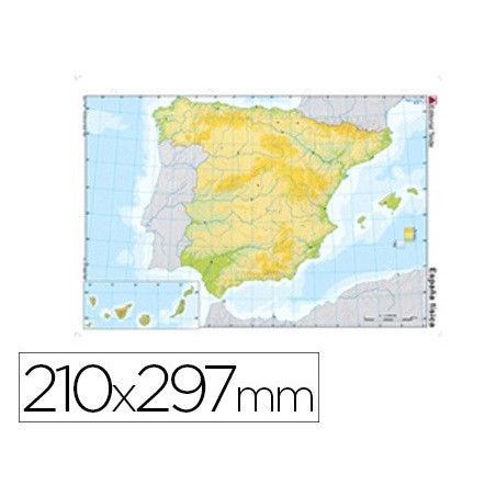 Mapa mudo color din a4 espana fisico