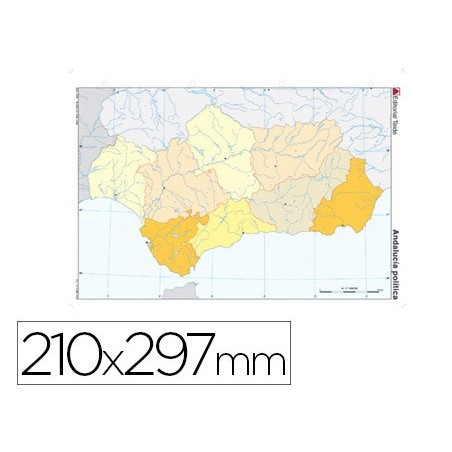 Mapa mudo color din a4 andalucia politico