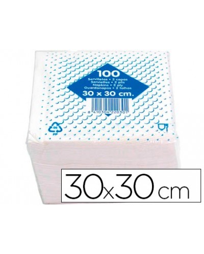 Servilleta algodon 30x30 cm 2 capas paquete de 100 unidades