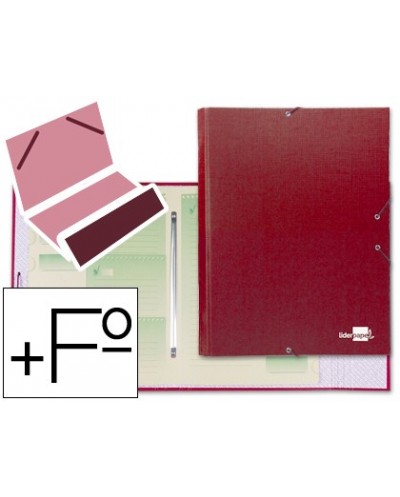 Carpeta clasificadora liderpapel 12 departamentos folio prolongado carton forrado roja