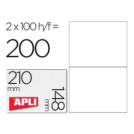 Etiqueta adhesiva apli 1264 tamano 210x148 mm fotocopiadora laser ink jet caja con 100 hojas din a4