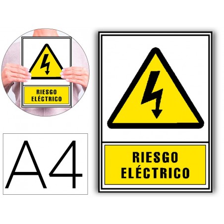 Pictograma archivo 2000 riesgo electrico pvc amarillo luminiscente 210x297 mm