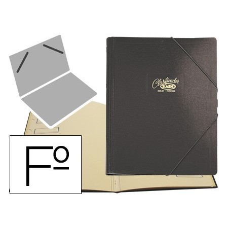 Carpeta clasificador carton compacto saro folio negra 12 departamentos