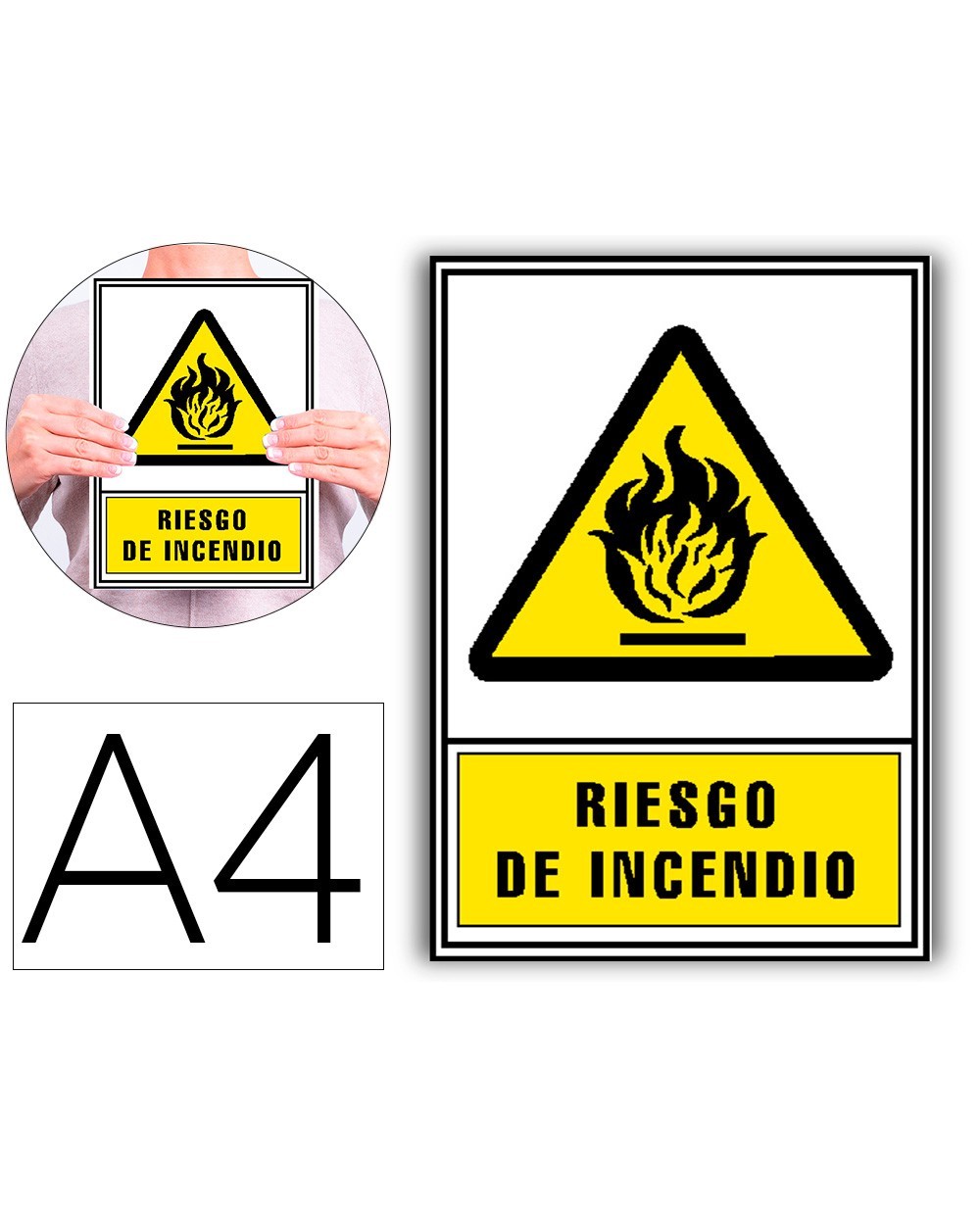 Pictograma archivo 2000 riesgo de incendio pvc amarillo luminiscente 210x297 mm