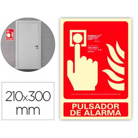 Pictograma archivo 2000 pulsador de alarma pvc rojo luminiscente 210x300 mm