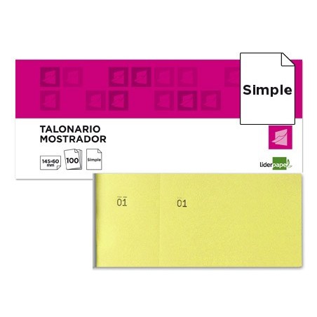 Talonario liderpapel mostrador 60x145 mm tl01 amarillo con matriz