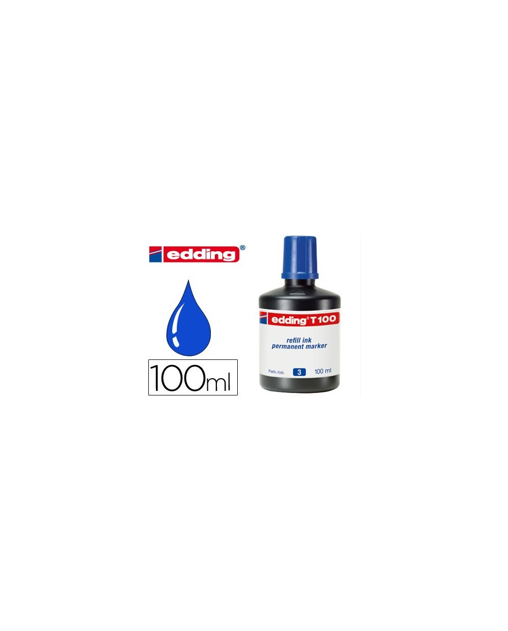 Tinta rotulador edding t 100 azul frasco de 100 ml