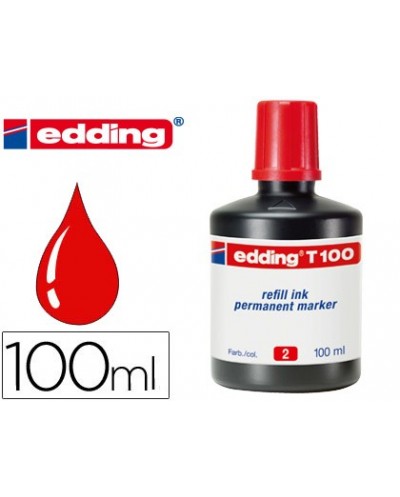 Tinta rotulador edding t 100 rojo frasco de 100 ml