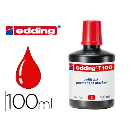 Tinta rotulador edding t 100 rojo frasco de 100 ml