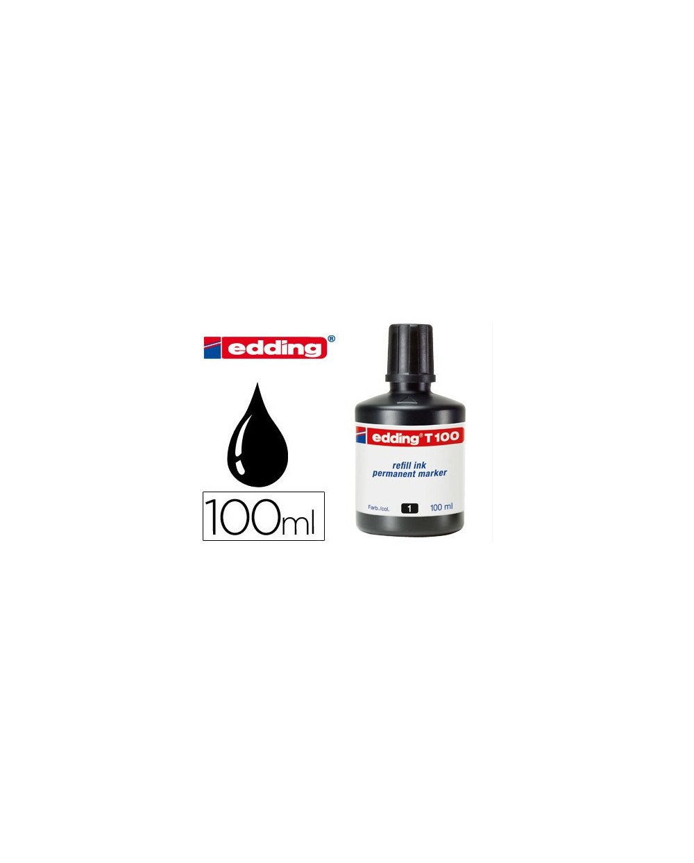 Tinta rotulador edding t 100 negro frasco de 100 ml