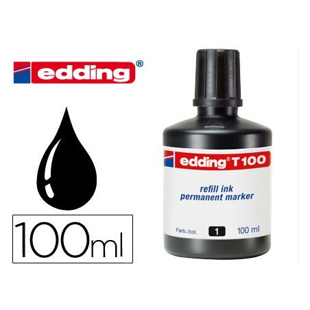 Tinta rotulador edding t 100 negro frasco de 100 ml