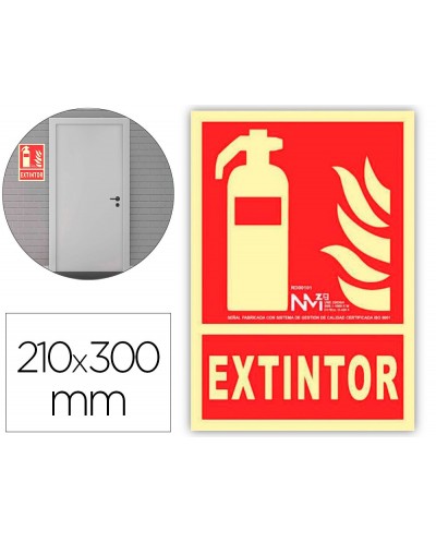 Pictograma archivo 2000 extintor pvc rojo luminiscente 210x300 mm