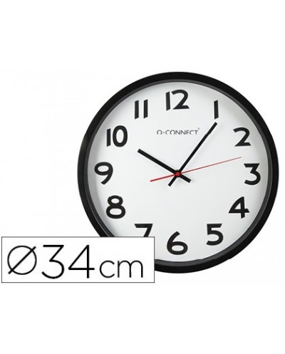 Reloj q connect de pared plastico oficina redondo 34 cm marco negro