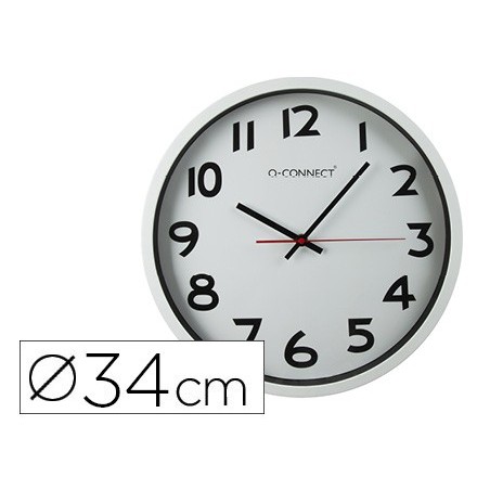 Reloj q connect de pared plastico oficina redondo 34 cm marco blanco