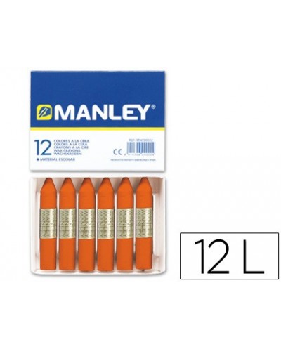 Lapices cera manley unicolor naranja caja de 12 n6