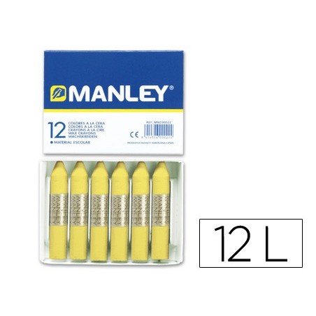 Lapices cera manley unicolor amarillo claro caja de 12 n4
