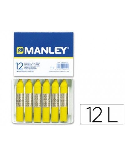 Lapices cera manley unicolor amarillo limon caja de 12 n2