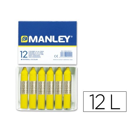 Lapices cera manley unicolor amarillo limon caja de 12 n2