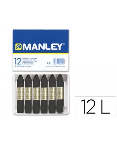 Lapices cera manley unicolor negro caja de 12 n30