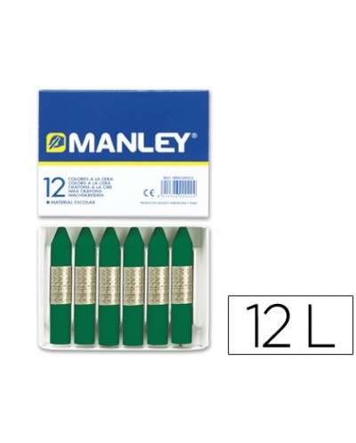 Lapices cera manley unicolor verde esmeralda caja de 12 n24