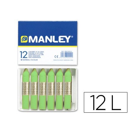 Lapices cera manley unicolor verde amarillento caja de 12 n22