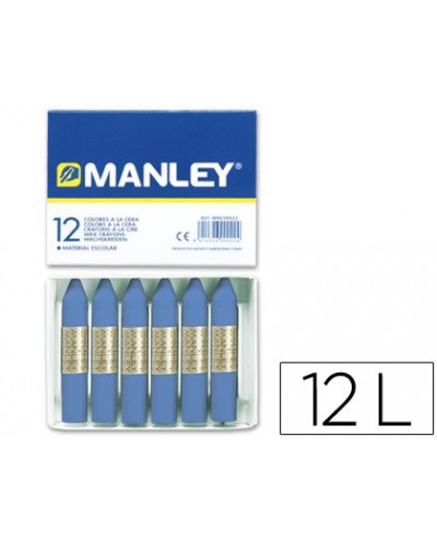 Lapices cera manley unicolor azul ultramar caja de 12 n18