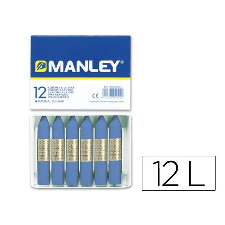 Lapices cera manley unicolor azul ultramar caja de 12 n18