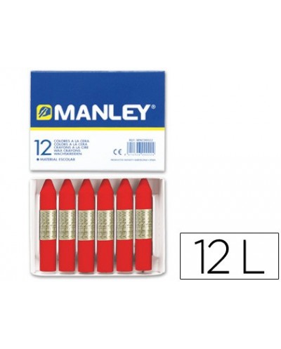 Lapices cera manley unicolor rojo escarlata caja de 12 n9