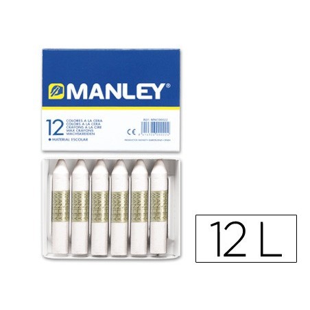 Lapices cera manley unicolor blanco caja de 12 n1
