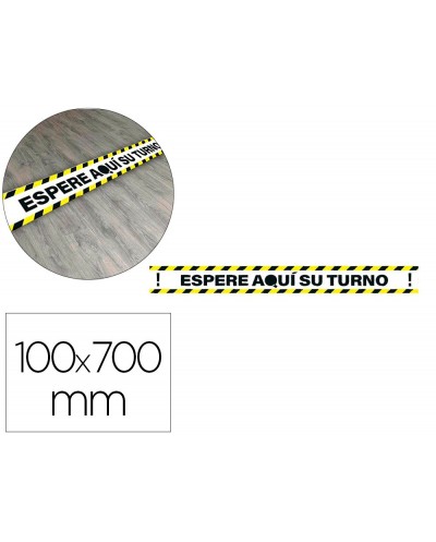 Pictograma archivo 2000 espere su turno mantega la distancia de seguridad vinilo adhesivo amarillo 100x700 mm