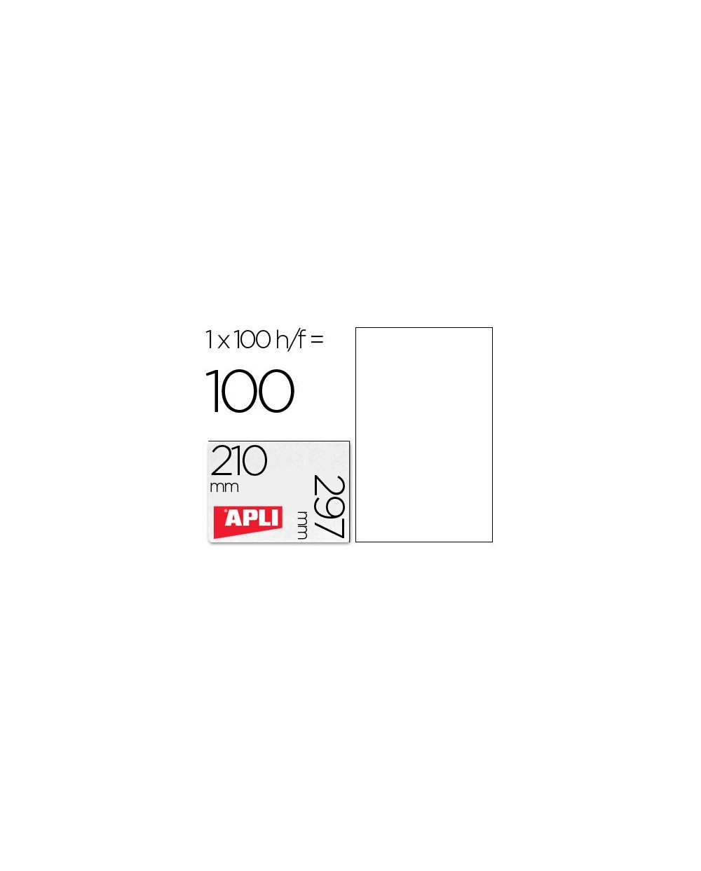 Etiqueta adhesiva apli 1281 tamano 210x297 mm fotocopiadora laser ink jet caja con 100 hojas din a4