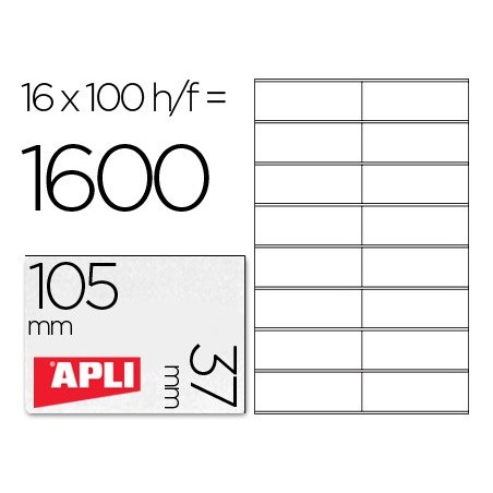 Etiqueta adhesiva apli 1274 tamano 105x37 mm fotocopiadora laser ink jet caja con 100 hojas din a4